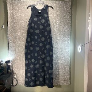 Fresh Produce Maxi Dress Women's M Black Cotton Floral Sleeveless Boho Beach USA